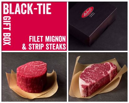 Black-Tie Gift Box: 2 (8 oz.) USDA Prime Filet Mignons & (12 oz.) USDA Prime Dry-Aged Boneless Strip Steak