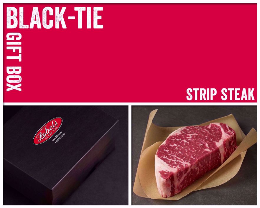 Black-Tie Gift Box: 2 (14 oz.) USDA Dry-Aged Prime Boneless Strip Steaks