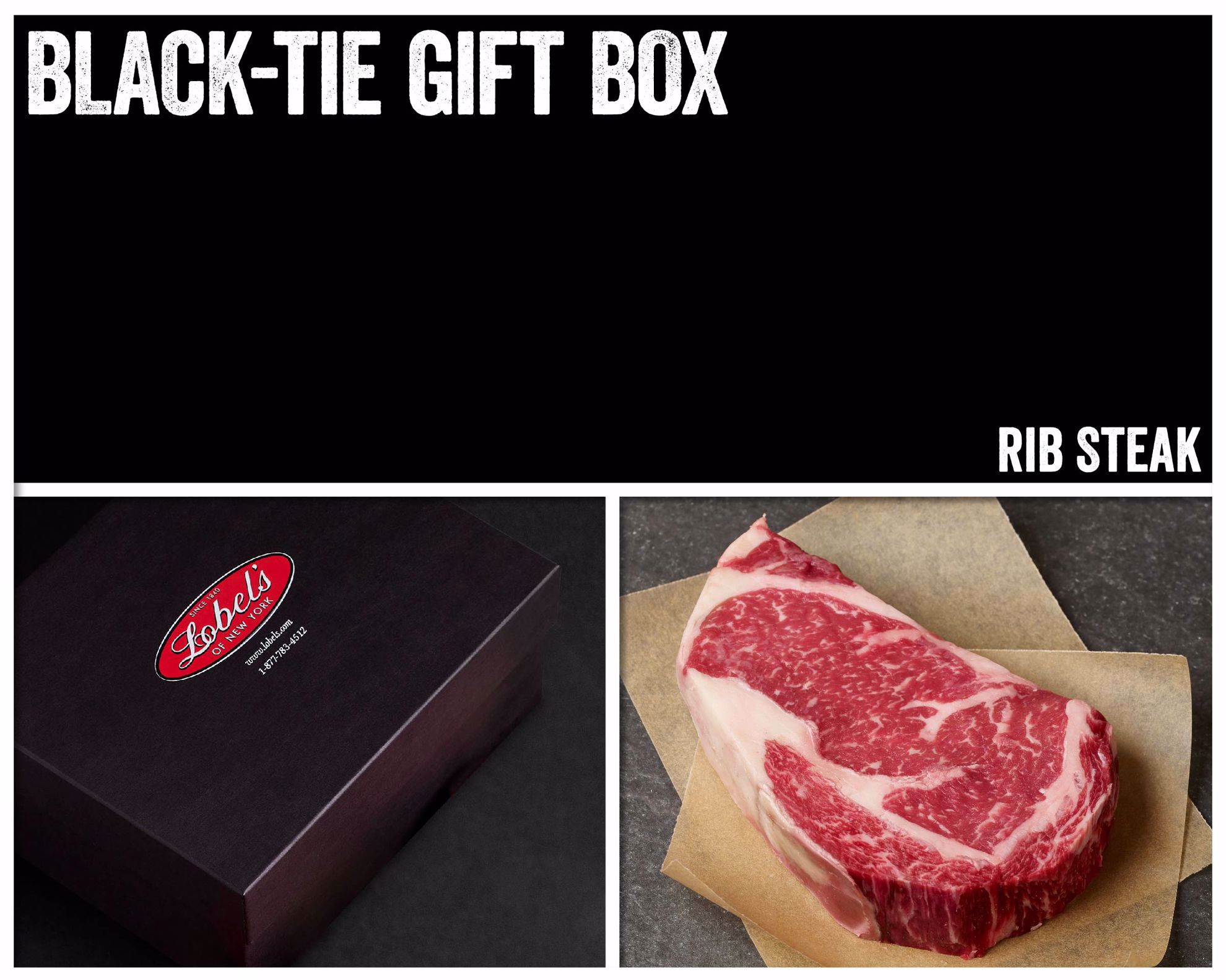 Black-Tie Gift Box: 2 (16 oz.) USDA Dry-Aged Prime Boneless Rib Steaks