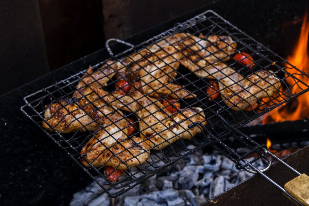Chicken Wings in a Grill Basket